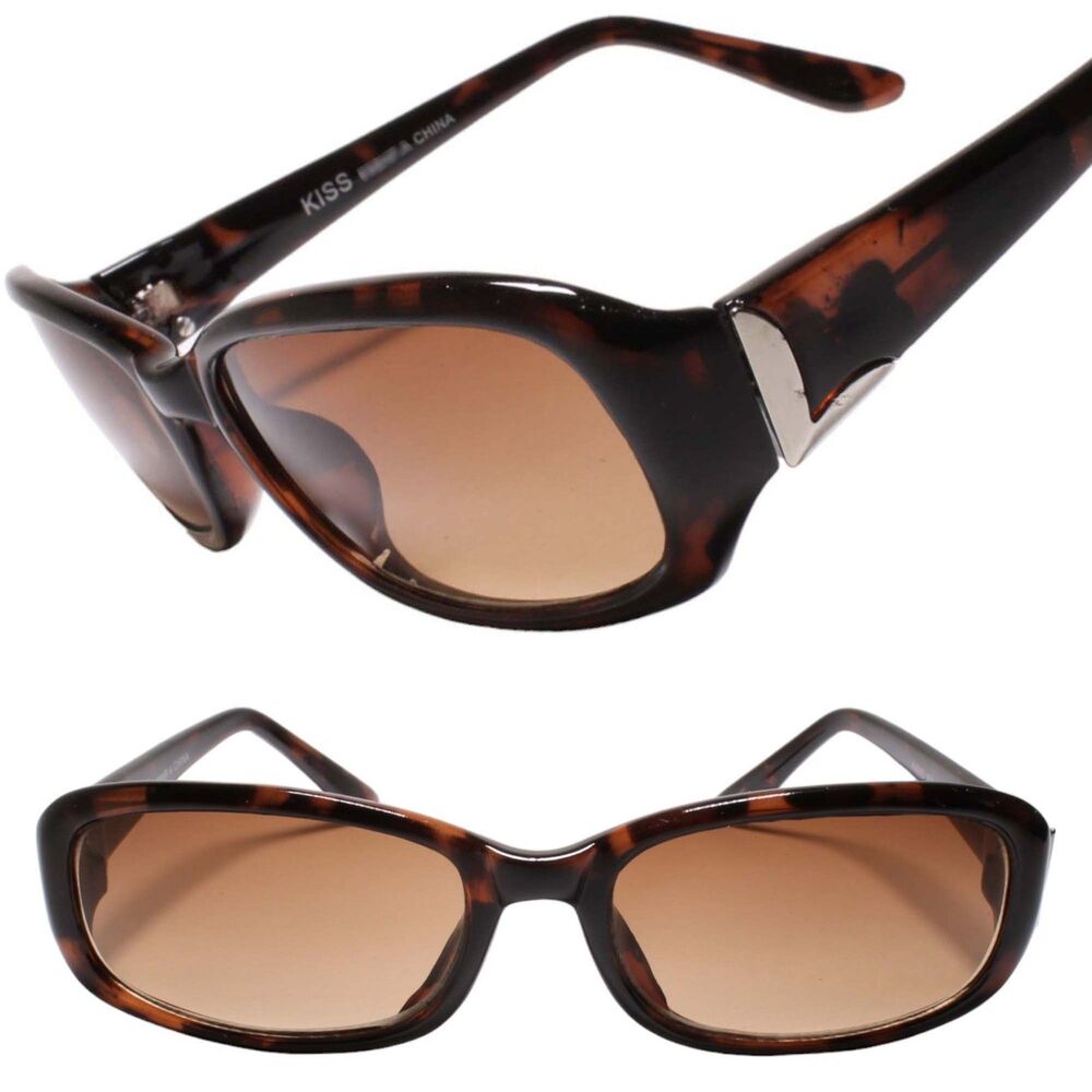 Classic Vintage Old Stock Silver Accents Rectangle Frame Tortoise Sunglasses